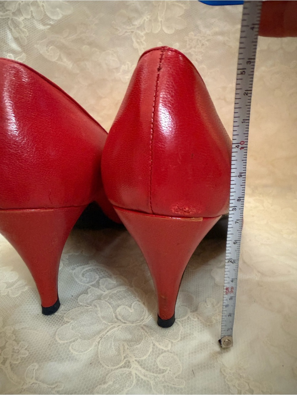 Vintage IMPO Brand Red Leather Pointed-Toe Heels 8.5 1980s 1990s Coquette - Picture 13 of 13
